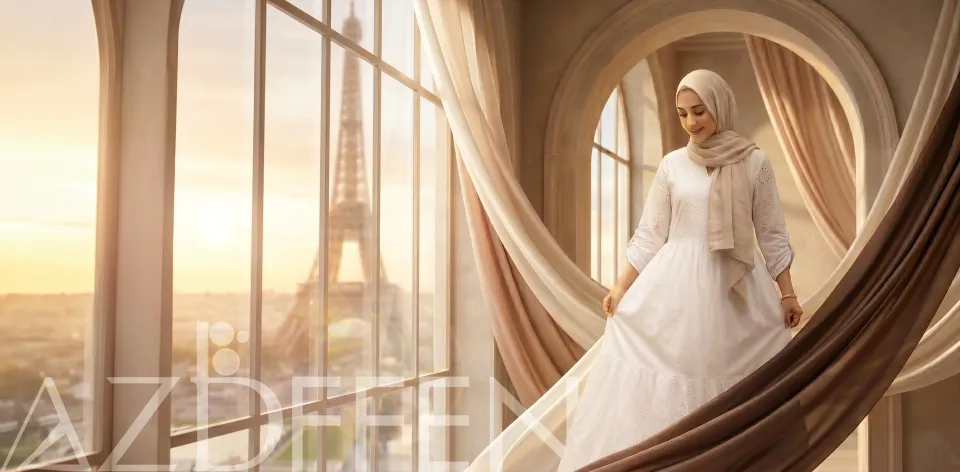 Hijab Soie Crème détail