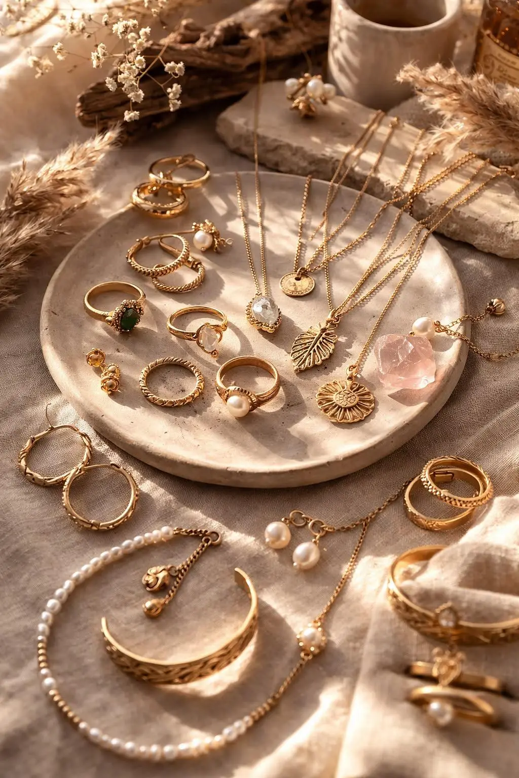 Sélection de bijoux dorés